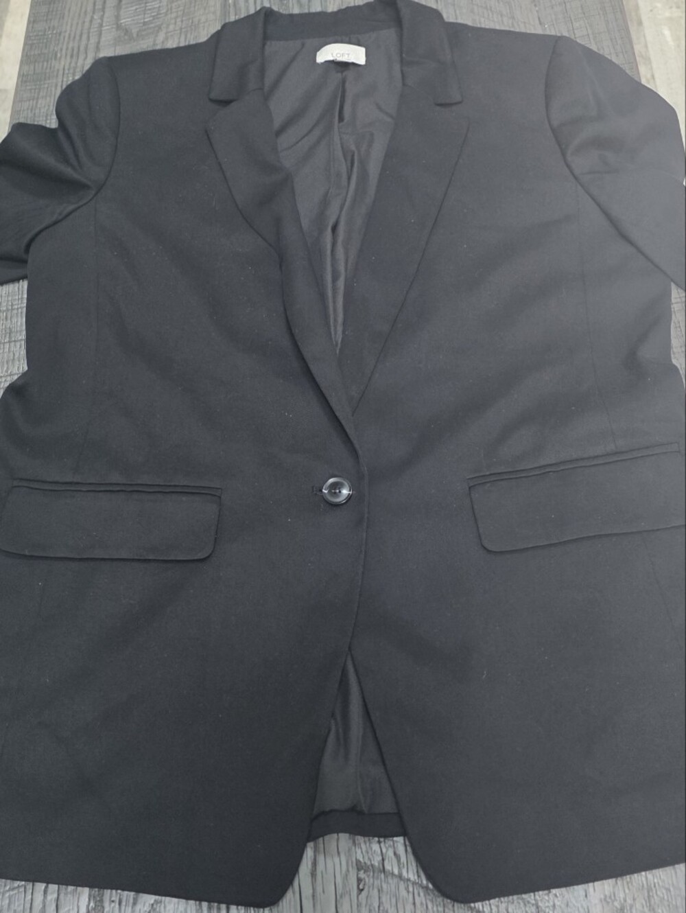 LOFT Women Black Professional Single-Button Long Blazer (Sz:12) - Picture 3 of 8
